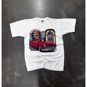 Vintage 1989 Andy's Tee Shirts Grilled To Perfection Hot Rod Car Graphic Shirt L